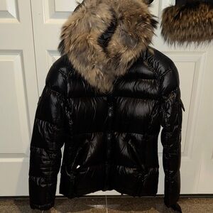 Black Puffer Jacket with Fur Hood
